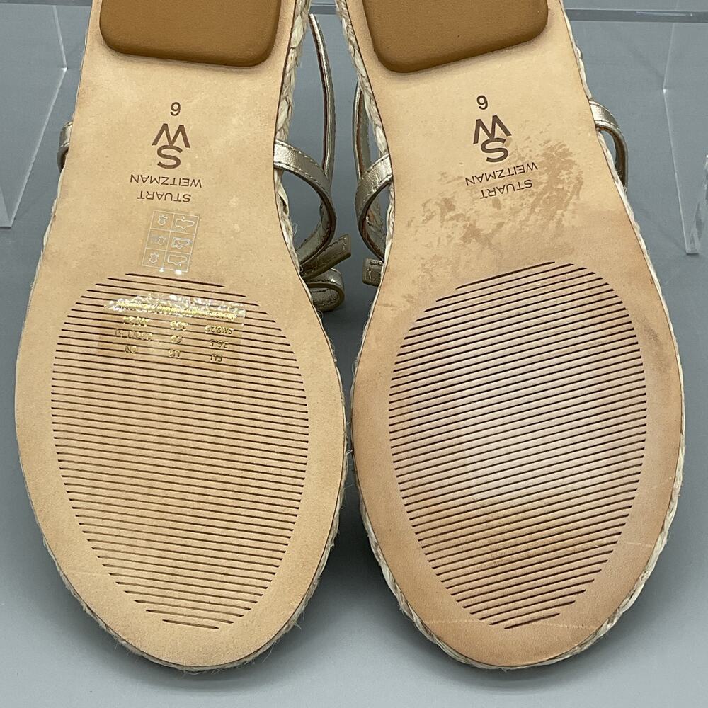 NEW Stuart Weitzman Women’s Felicity Espadrille Sandals Gold Size 6B - Picture 9 of 10